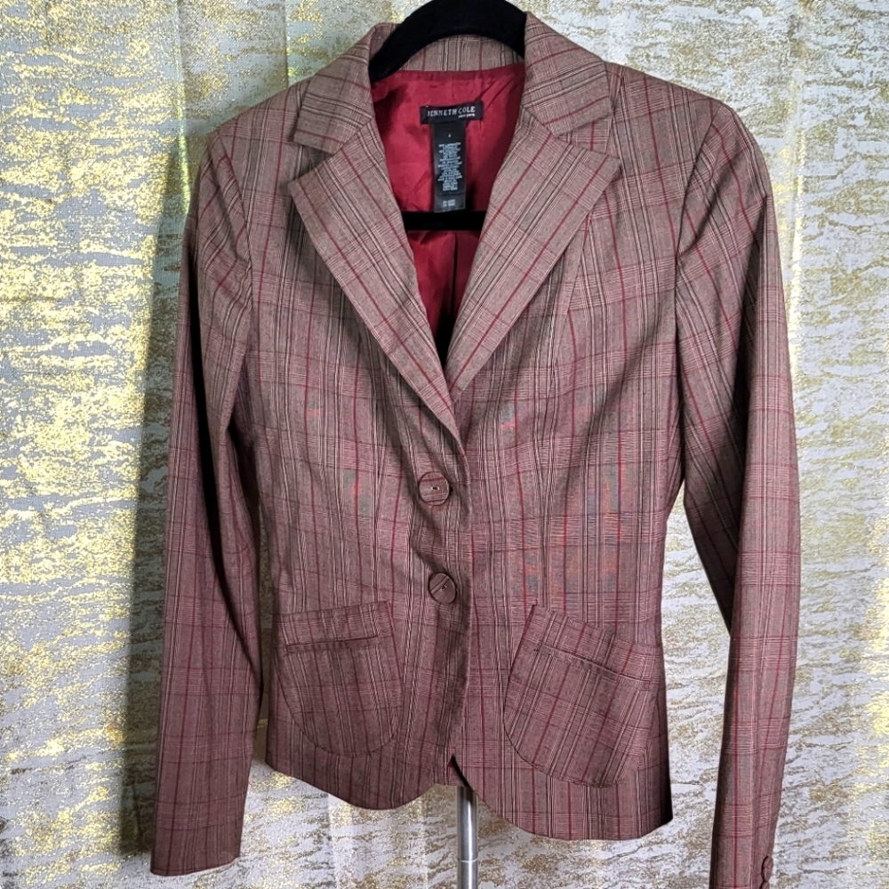 Keneth Cole plaid blazer size 4